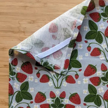 Strawberries Vine Tea Towel by Jen Fox Studio