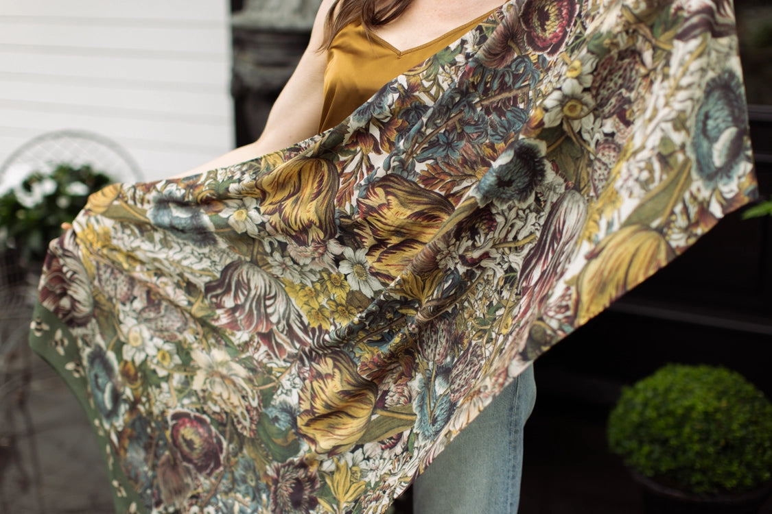 Stunning Floral + Bee scarf
