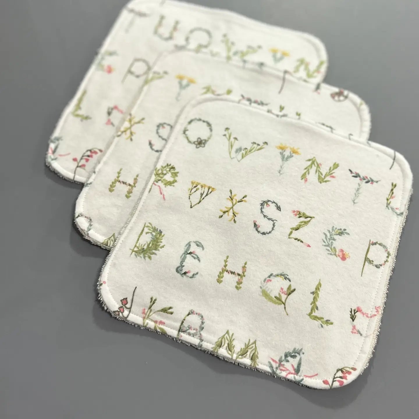 Baby's Nature's ABCs Cotton Flannel Terry washcloths, set of 3