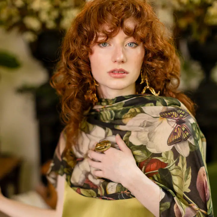 Stunning Floral + Bee scarf