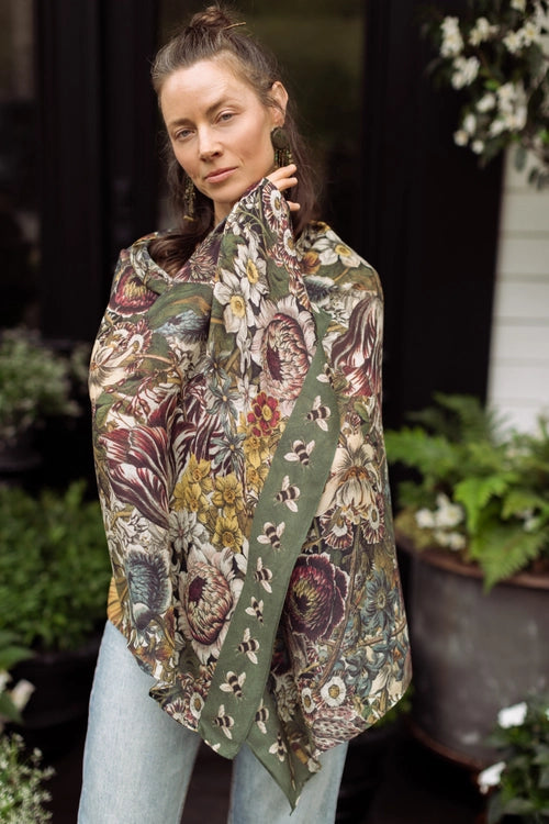 Stunning Floral + Bee scarf