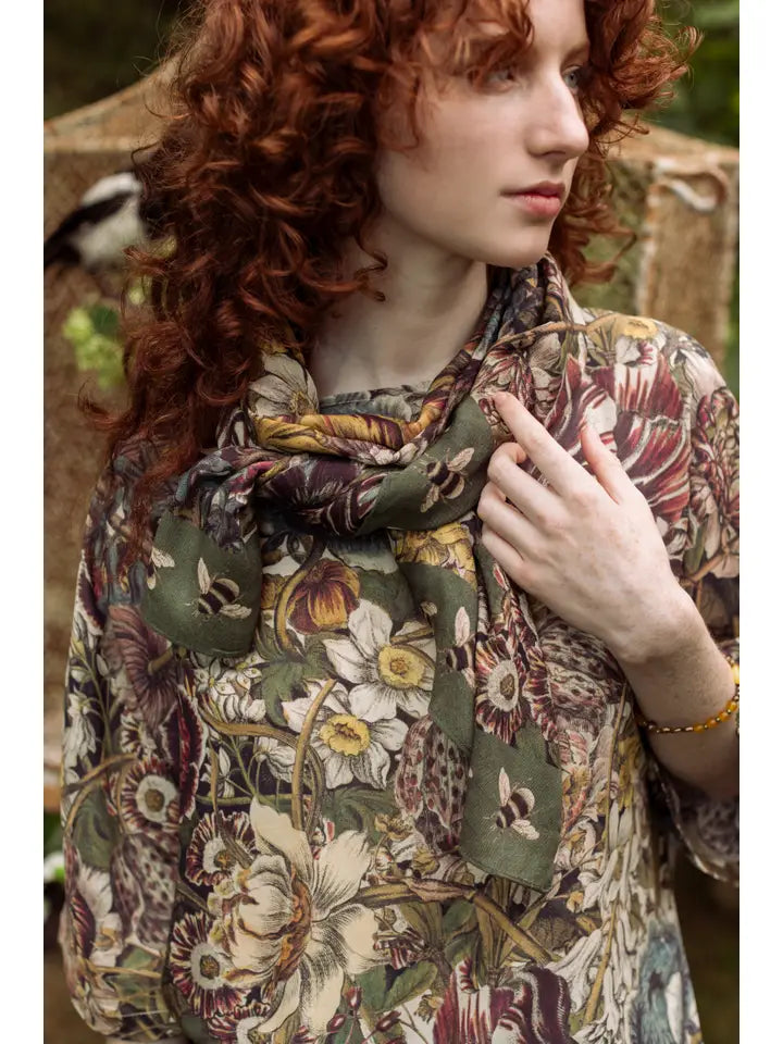 Stunning Floral + Bee scarf