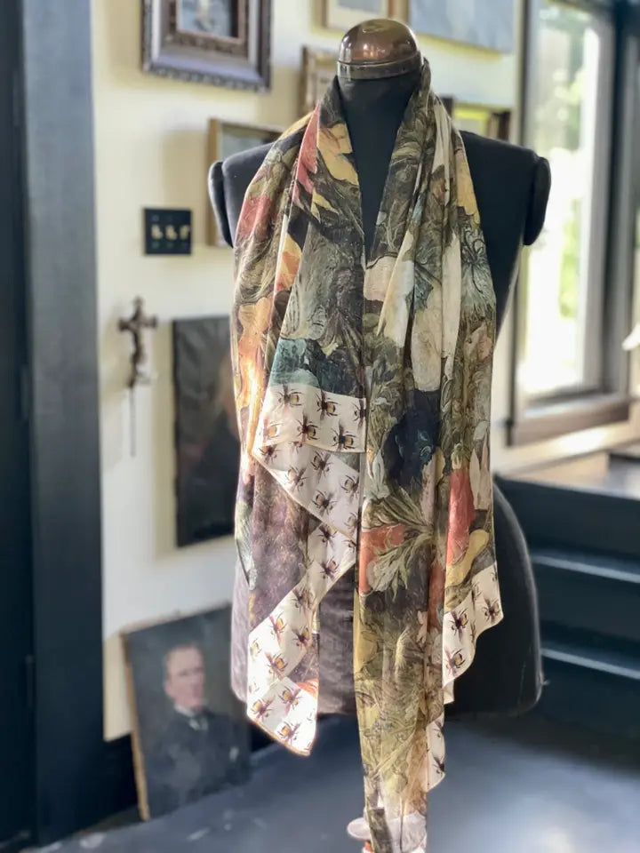 Stunning Floral + Bee scarf