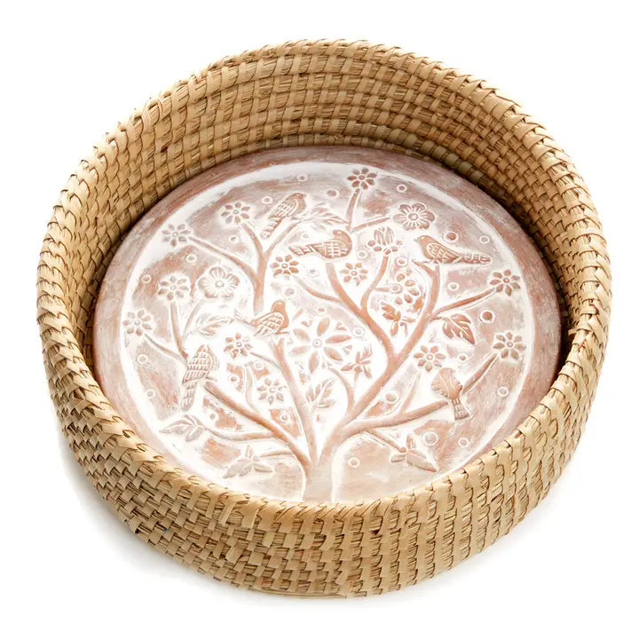 Terracotta bread warmer with basket